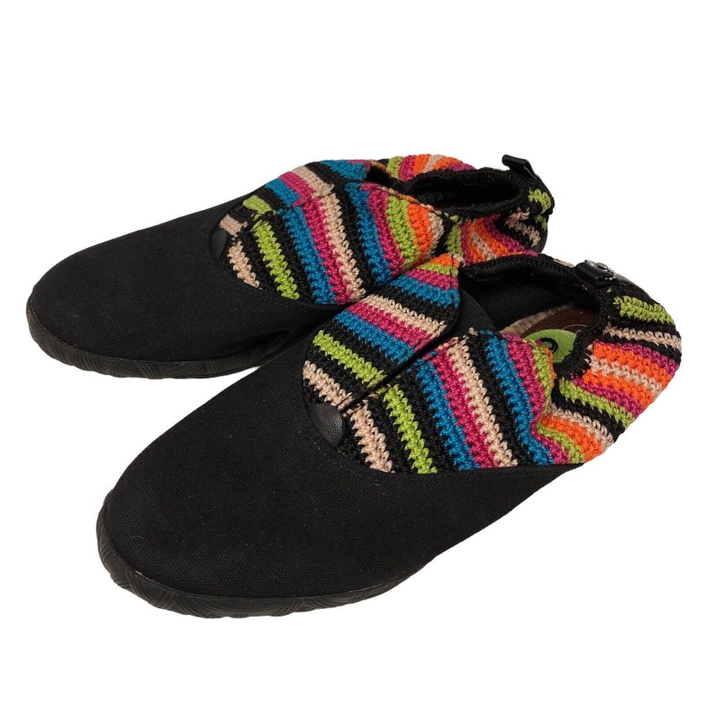 The Sak Crochet Rainbow Woven Black‎ Flats Women’s Size 9.5 Shoes Slip On Casual